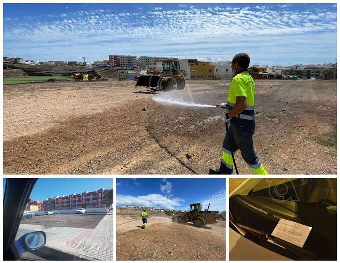 Trabajos de acondicionamiento del terrenos como aparcamiento alternativo a los actuales en Melenara/TA.